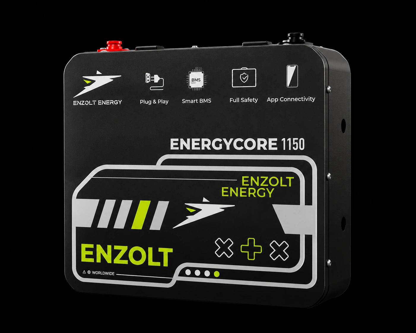 Enzolt EnergyCore 2500 lithium battery power backup connection panel