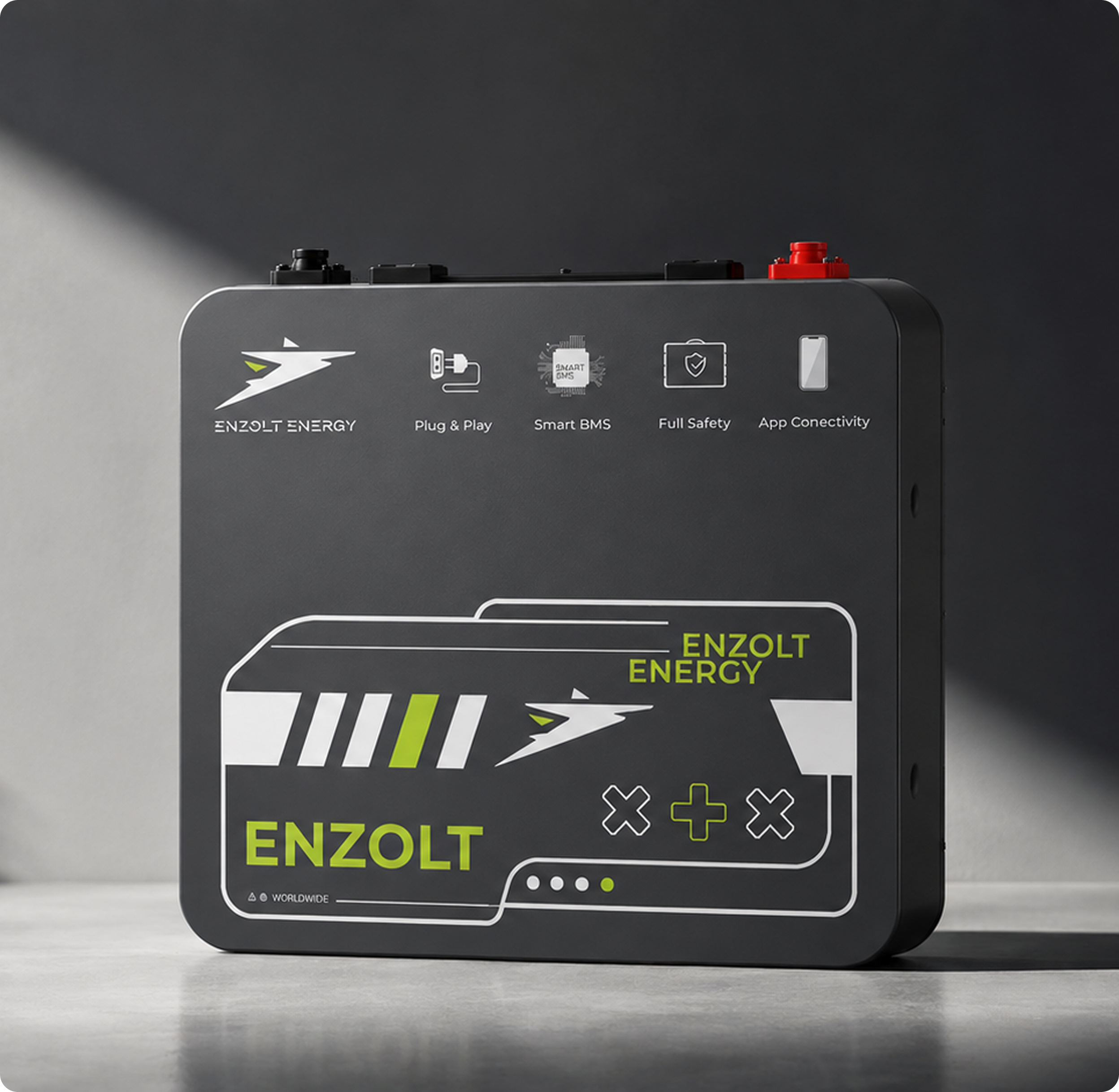 Enzolt EnergyCore 2500 compact LiFePO4 lithium battery for home energy storage